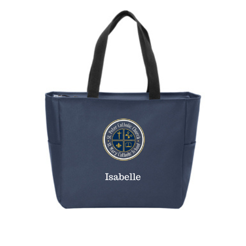 Classic Zipper Tote Bag Navy