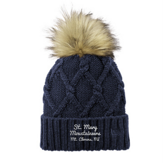 New Era Girls Faux Fur Pom Beanie